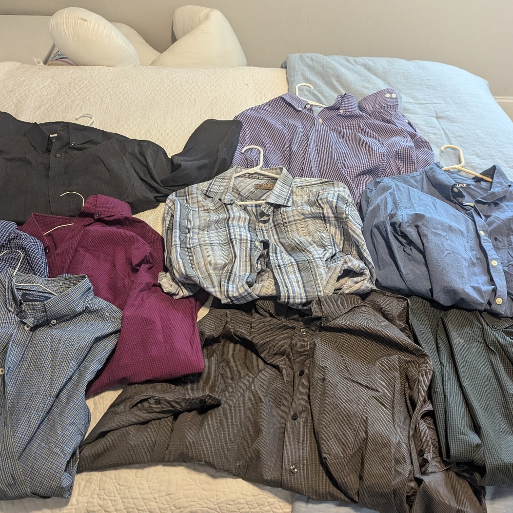 (9) mens XLT button up shirts